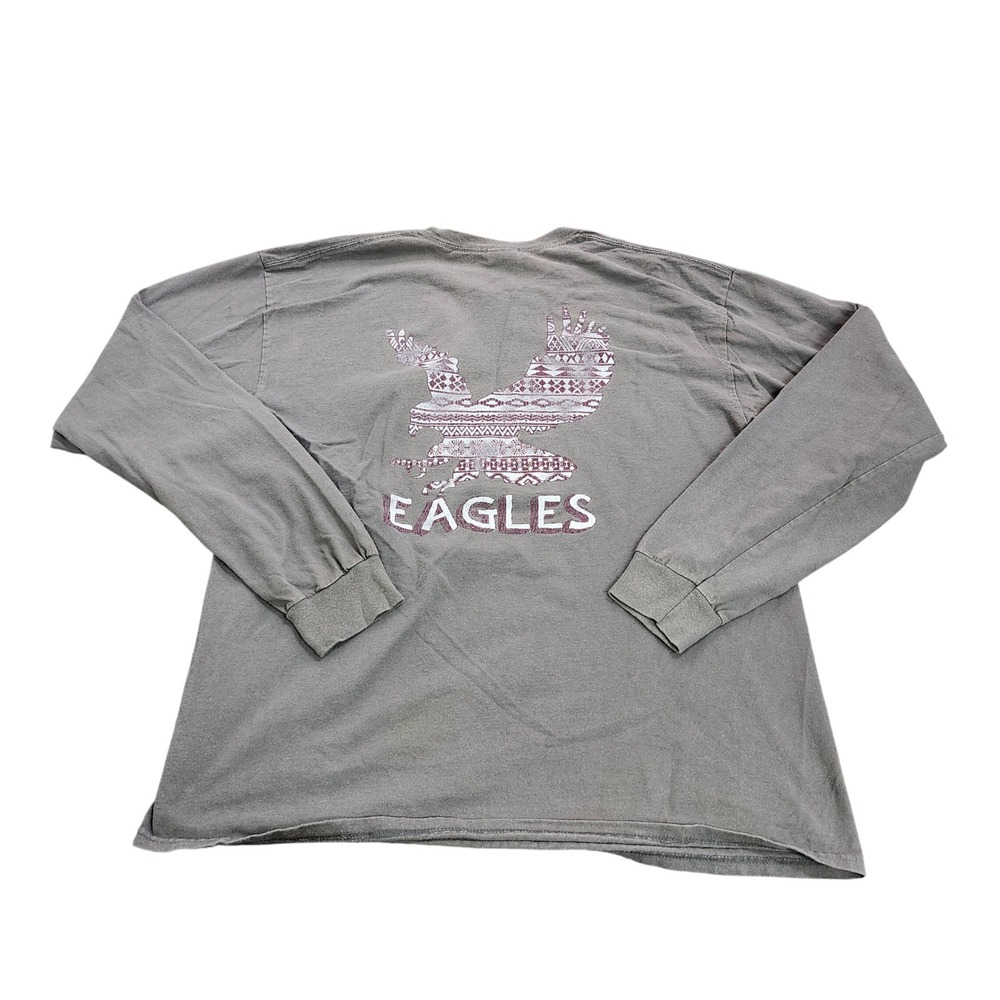 Gildan Ultra Cotton NHS Eagles Graphic Long Sleeve T-Shirt Gray Mens Large